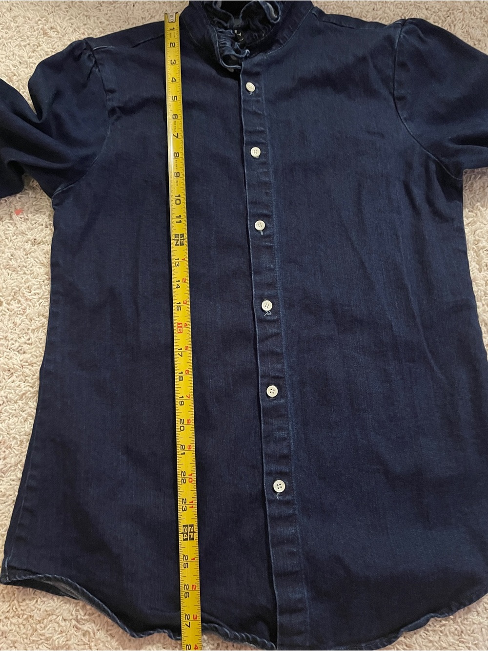 Eve Denim Button Front Ruffle Blouse Small - Picture 8 of 8